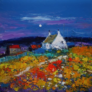 Croft in the moonlight Isle of Mull 16x16